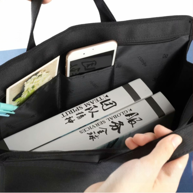 Kangbai īpaši lielas ietilpības somas dokumentu soma ar dubultu rāvējslēdzēju, biznesa tikšanās soma, portfelis 6837, dāvana