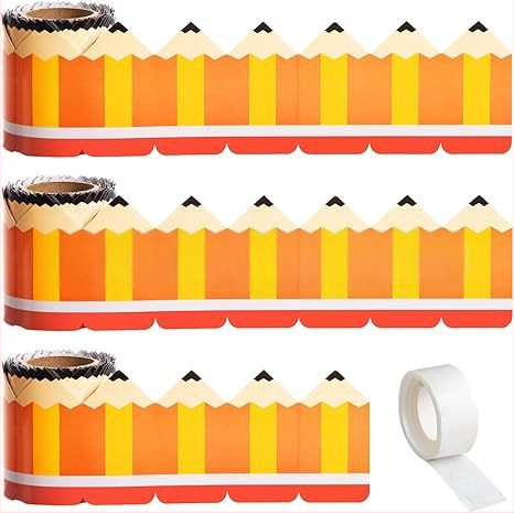 Äärisev laineline teadetetahvel Kriiditahvel Ääris Pliiats Värvipliiats Dekoratiivkleebis Reklaamtahvel Dekoratiivkleebis Pirukas