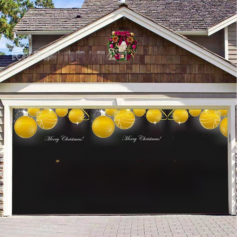 Pārrobežu jauns Ziemassvētku garāžas durvju karoga audums Ziemassvētku sienas plīts svētku ballītes rotājums fona audums