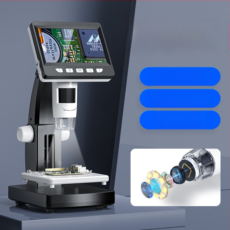 Uus 4,3-tolline 1000-kordne kõrglahutusega digitaalne mikroskoop mobiiltelefoni hoolduskell bioloogiliseks eksperimentaalseks instrumendiks