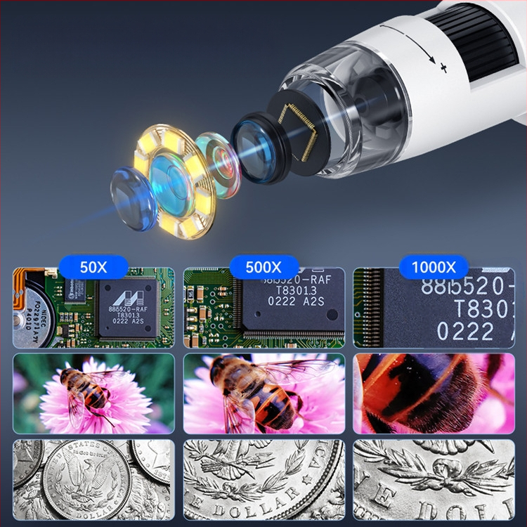 Uus 4,3-tolline 1000-kordne kõrglahutusega digitaalne mikroskoop mobiiltelefoni hoolduskell bioloogiliseks eksperimentaalseks instrumendiks