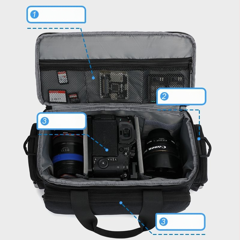 20024 uus kaasaskantav kaamerakott otse tehasest kaasaskantav paksendatud suure mahutavusega peegelkaamera kullerkott