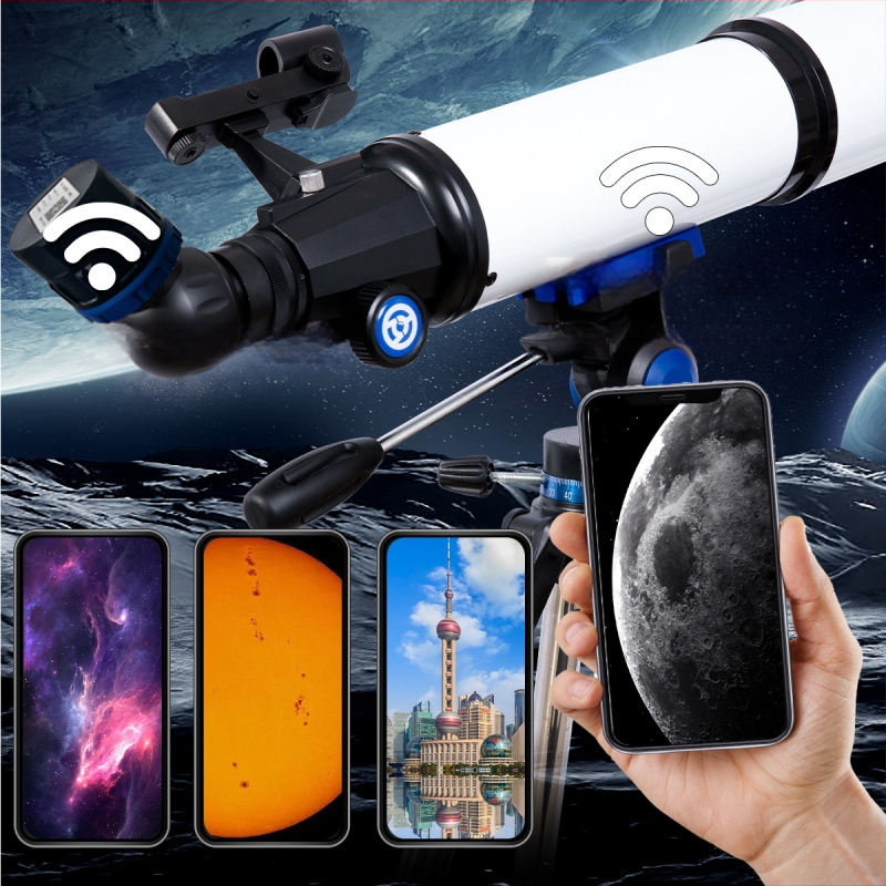 Naujas 80500 baltas didelės diafragmos teleskopas. Didelės raiškos, didelio galingumo žvaigždžių stebėjimas, pasaulio stebėjimas, dvigubos paskirties, tarpvalstybinis meistriškumas.