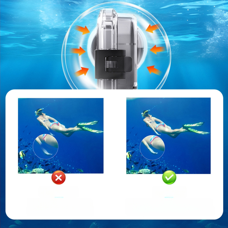 Tinka „Shadowstone Insta360X4“ vandeniui atsparus korpusas, panoraminės veiksmo kameros priedai, nematomas nardymo korpusas, apsauginis korpusas