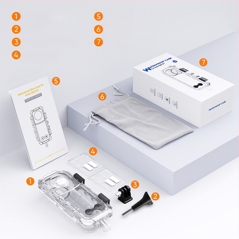 Tinka „Shadowstone Insta360X4“ vandeniui atsparus korpusas, panoraminės veiksmo kameros priedai, nematomas nardymo korpusas, apsauginis korpusas