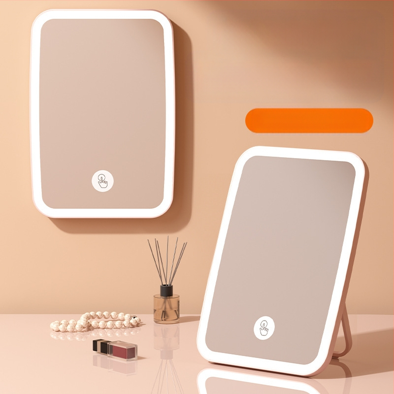 Kozmetikai tükör újratölthető LED-es lámpával, púderes rúzs, kettős célú, nagyított szépségtükör, kézi, kétoldalas, összecsukható, hordozható