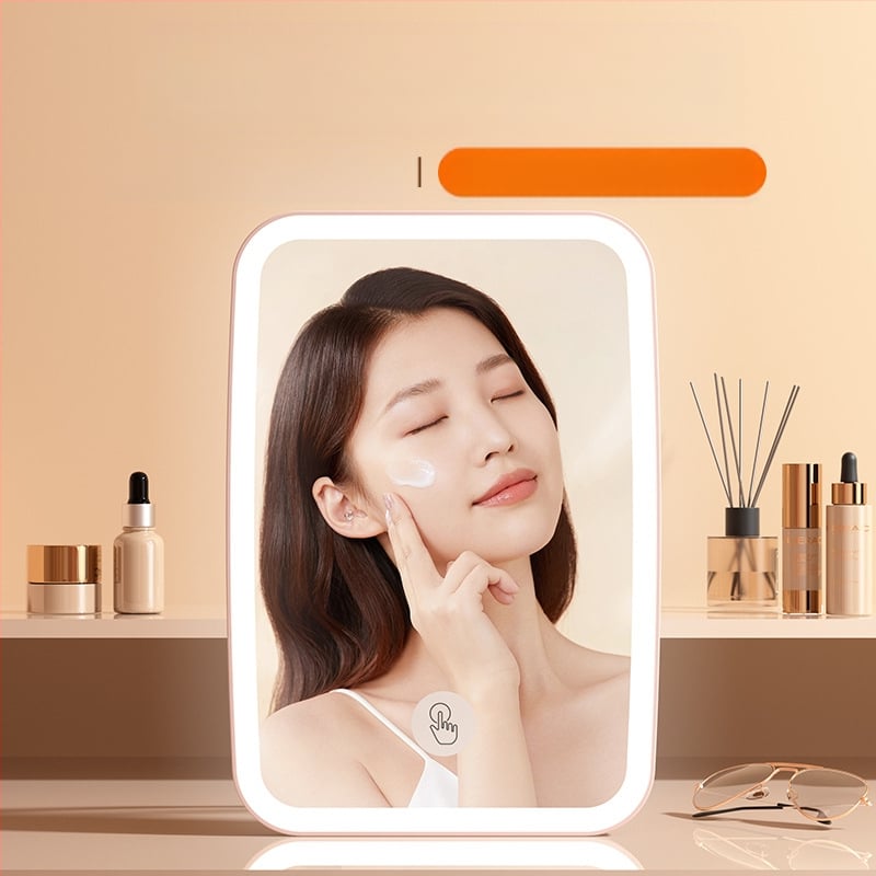 Kozmetikai tükör újratölthető LED-es lámpával, púderes rúzs, kettős célú, nagyított szépségtükör, kézi, kétoldalas, összecsukható, hordozható
