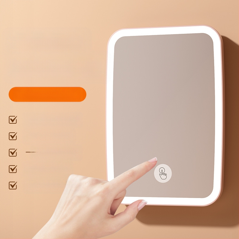 Kozmetikai tükör újratölthető LED-es lámpával, púderes rúzs, kettős célú, nagyított szépségtükör, kézi, kétoldalas, összecsukható, hordozható