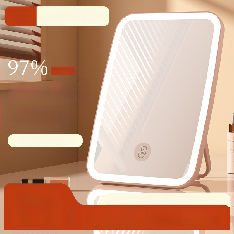 Kozmetikai tükör újratölthető LED-es lámpával, púderes rúzs, kettős célú, nagyított szépségtükör, kézi, kétoldalas, összecsukható, hordozható