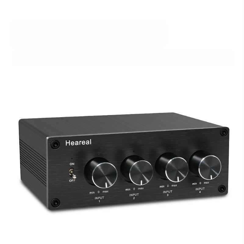 4-sisend-1-väljundiga mikser, mitmekanaliline samaaegne sisend, HiFi kahekanaliline heli, neljasuunaline sisend, ühesuunaline väljundhäälestus