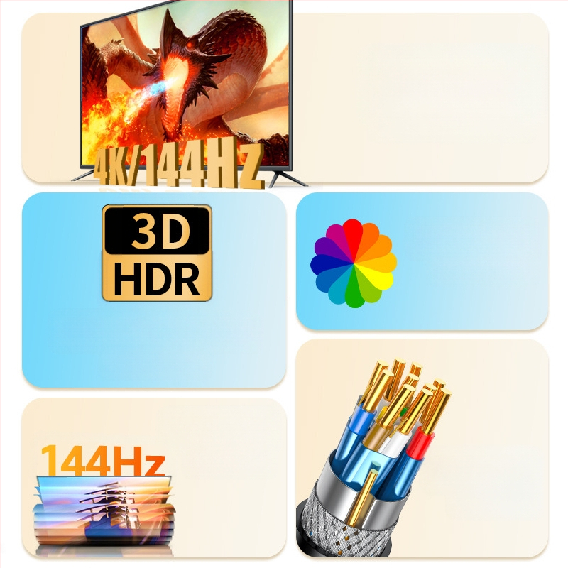 Jinghua 1.4 väljaande DP liin isas-isas 8K60hz elektriline võistlusklassi andmesideliin arvutiekraani ühendusliin punutud kaabliga