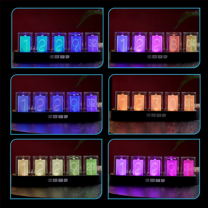 E-kaubanduse kuummüügis olev Amazon RGB Pseudo-Nixie torukell, töölaua loominguliste kaunistustega digitaalkell