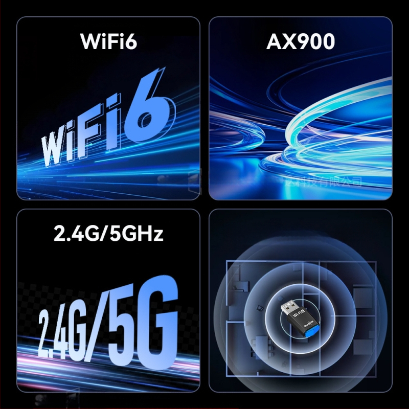 Placă de rețea wireless Flash 5G dual-band, fără unitate, 900M, WiFi6, computer desktop, receptor și transmițător WiFi wireless USB