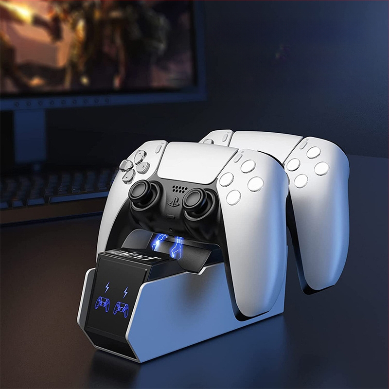 PS5 mängukontrolleri kahekordne laadimisalus P5 käepidemega kiirlaadija P5 käepidemega laadija Type-C