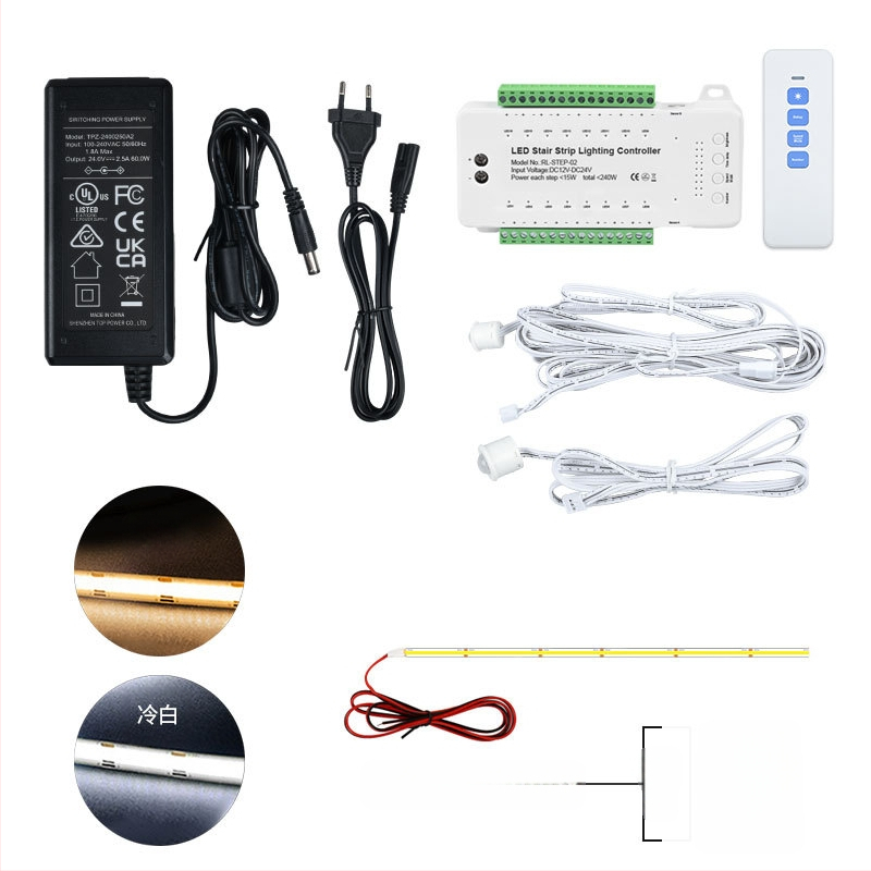 Ελεγκτής επαγωγής ανθρώπινης σκάλας, ελεγκτής φωτισμού σκάλας +16 φωτεινή μπάρα 0,5 m + ελεγκτής σετ τροφοδοτικού