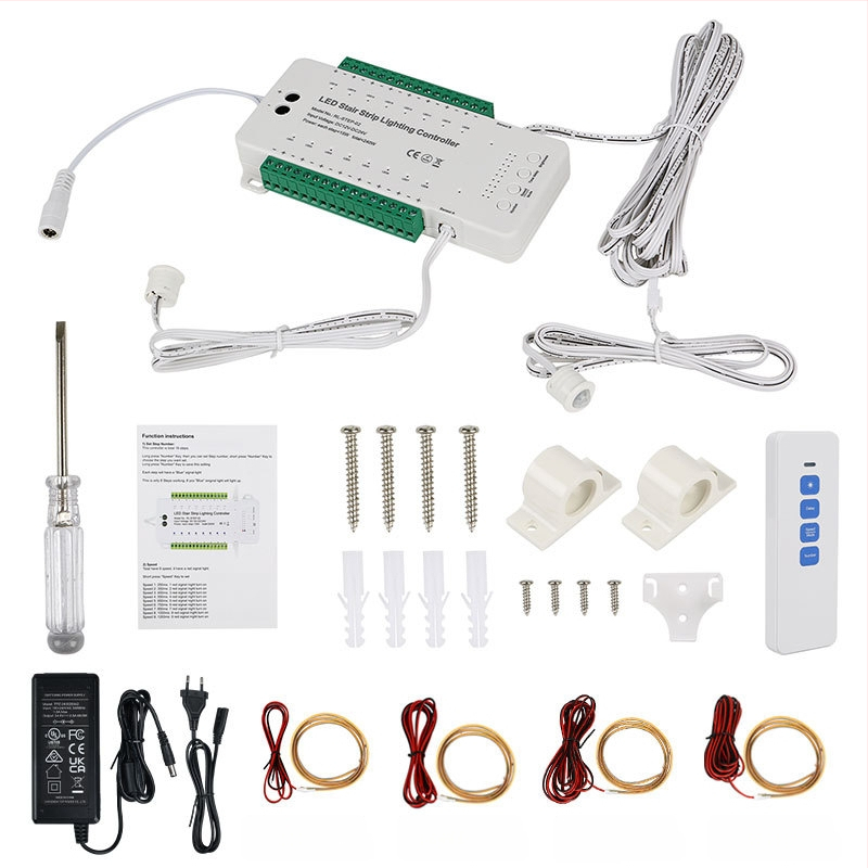 Ελεγκτής επαγωγής ανθρώπινης σκάλας, ελεγκτής φωτισμού σκάλας +16 φωτεινή μπάρα 0,5 m + ελεγκτής σετ τροφοδοτικού