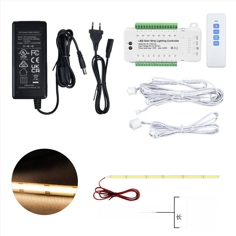 Ελεγκτής επαγωγής ανθρώπινης σκάλας, ελεγκτής φωτισμού σκάλας +16 φωτεινή μπάρα 0,5 m + ελεγκτής σετ τροφοδοτικού