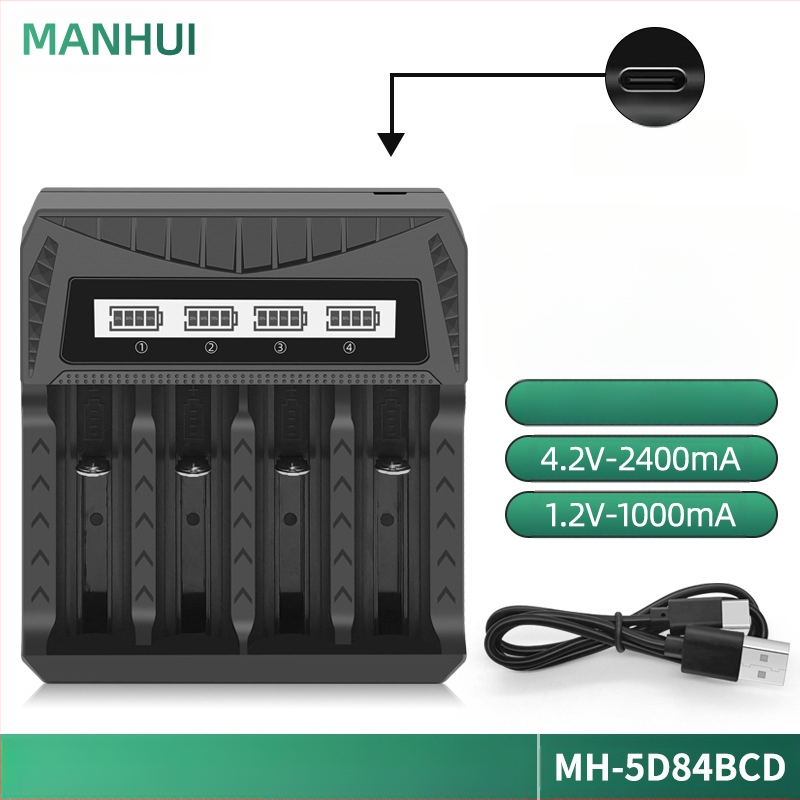 Akulaadija USB LCD-ekraaniga nutikas Aa/Aaa aku 18650 26650 21700 laadija