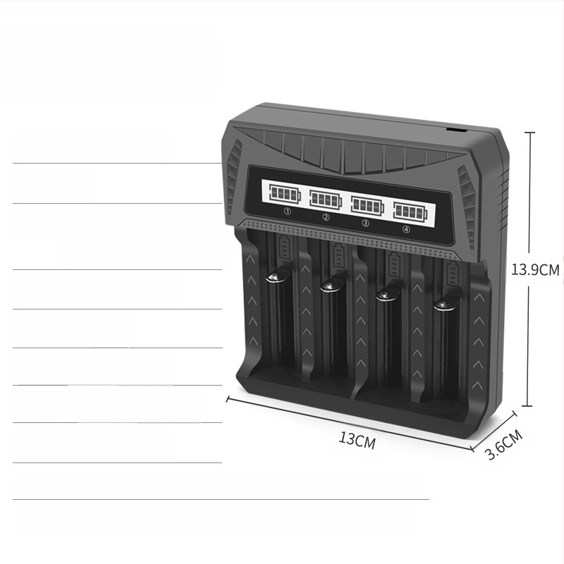 Akulaadija USB LCD-ekraaniga nutikas Aa/Aaa aku 18650 26650 21700 laadija