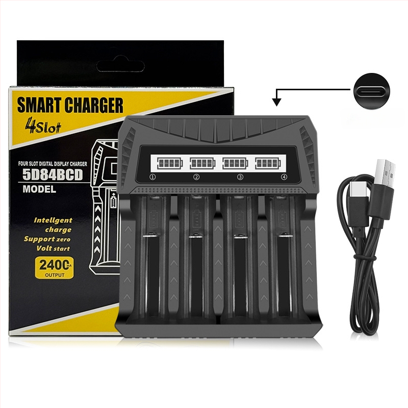 Akulaadija USB LCD-ekraaniga nutikas Aa/Aaa aku 18650 26650 21700 laadija