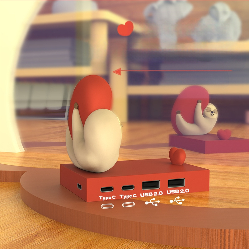 Piiriülene laisk 4-pordiline USB-jaotur jaoturiga isikupärastatud loominguline lauaarvuti armas mobiiltelefoni kronsteini kaunistus