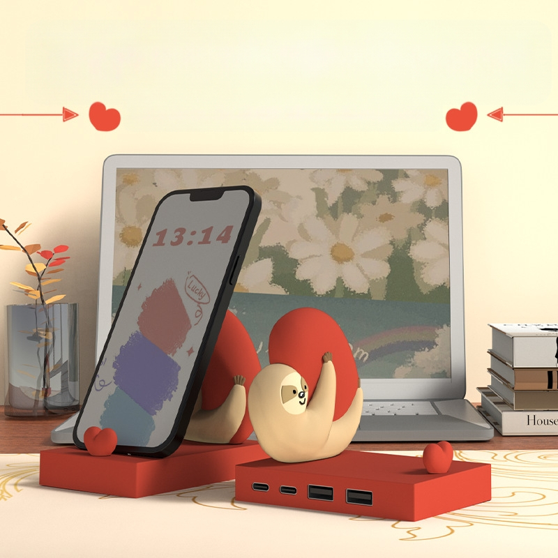 Piiriülene laisk 4-pordiline USB-jaotur jaoturiga isikupärastatud loominguline lauaarvuti armas mobiiltelefoni kronsteini kaunistus