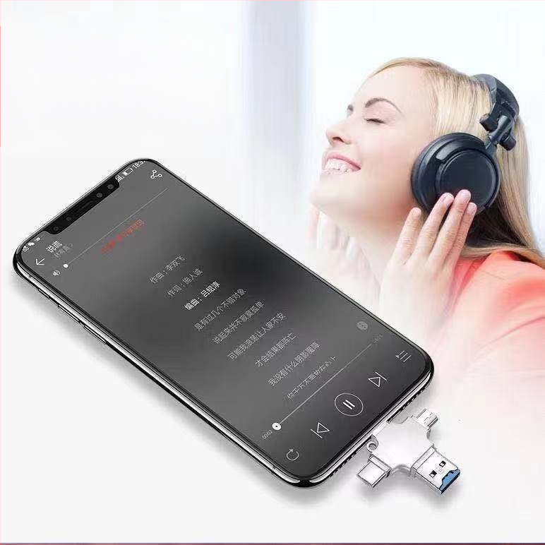 Multifunktsionaalne nelja-ühes tsingisulamist OTG-kaardilugeja Apple`i ja Androidi mobiiltelefonidele, U-ketta C-tüüpi kaardilugejale