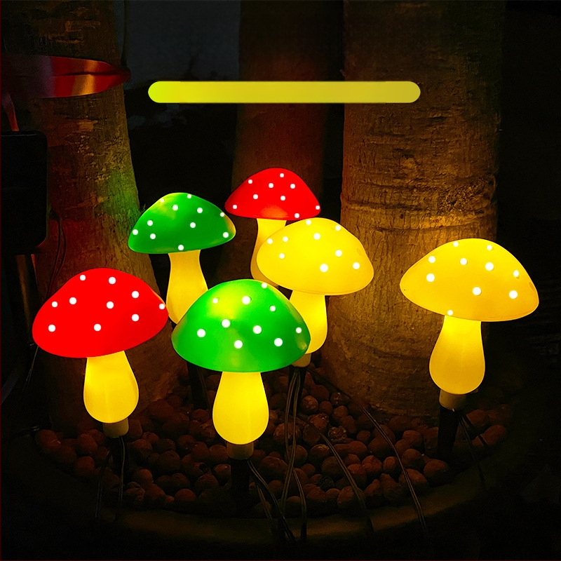 Napelemes LED gomba lámpa földelő dugó légkör dekoratív lámpa kültéri vízálló fűzős kerti lámpa éjszakai fény