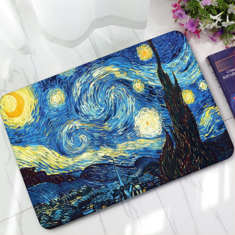 Turvapadjaga vaip Van Goghi abstraktne õlimaal kummist flokeerimismatt imav libisemiskindel plastmassist uksematt 350g