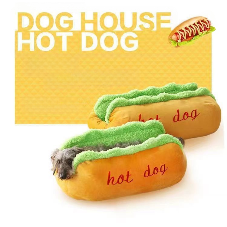 Hot dog kennel Hálópiros személyre szabott hamburger banán macskafészek kutya alvószőnyeg beltéri őszi és téli mélyalvás kennel