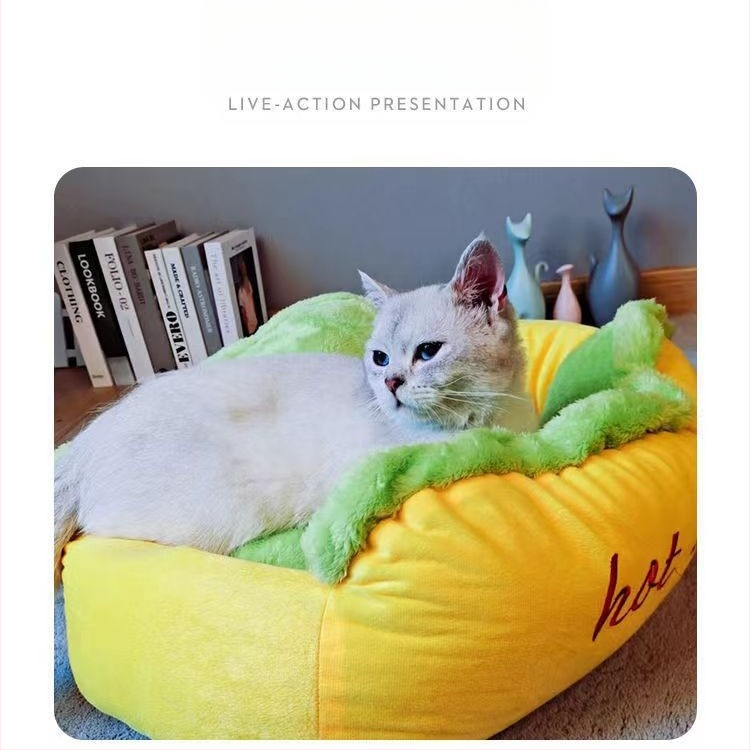 Hot dog kennel Hálópiros személyre szabott hamburger banán macskafészek kutya alvószőnyeg beltéri őszi és téli mélyalvás kennel