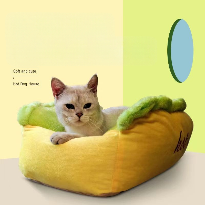 Hot dog kennel Hálópiros személyre szabott hamburger banán macskafészek kutya alvószőnyeg beltéri őszi és téli mélyalvás kennel