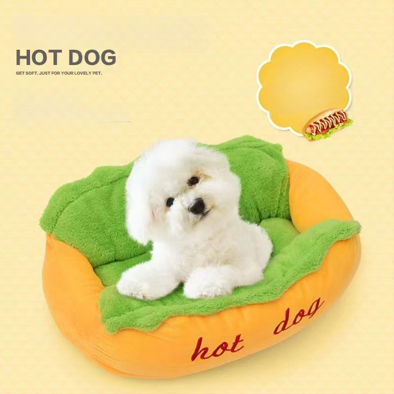 Hot dog kennel Hálópiros személyre szabott hamburger banán macskafészek kutya alvószőnyeg beltéri őszi és téli mélyalvás kennel