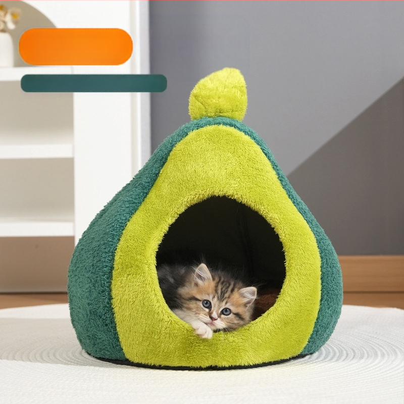 Aranyos avokádó macskakennel őszi és téli új, zárt kisállatkennel univerzális háromdimenziós, vastagított kiskutyakennel minden évszakra