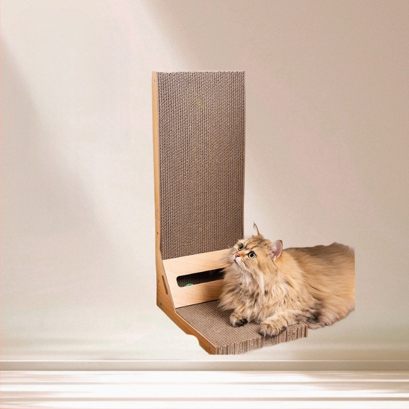 L alakú macskakaparódeszka, függőleges macskakaparóoszlop, kopásálló és nem hullik, hullámpapír, karcálló macskajáték, kistestű macska mászóka