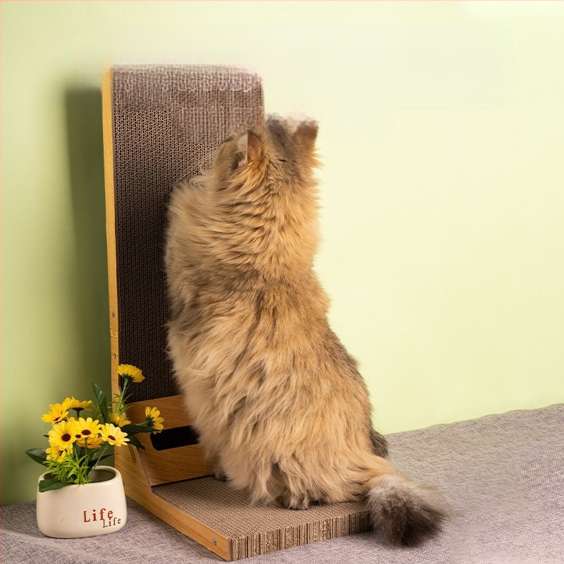 L alakú macskakaparódeszka, függőleges macskakaparóoszlop, kopásálló és nem hullik, hullámpapír, karcálló macskajáték, kistestű macska mászóka