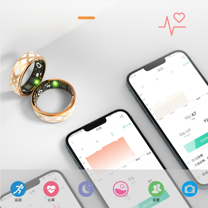 Piiriülene musta tehnoloogiaga nutikas rõngas, pulsisageduse, vere hapniku liikumise ja sammude mõõtmisega, veekindel kaugjuhtimispult, foto- ja tervisega nutikas rõngas