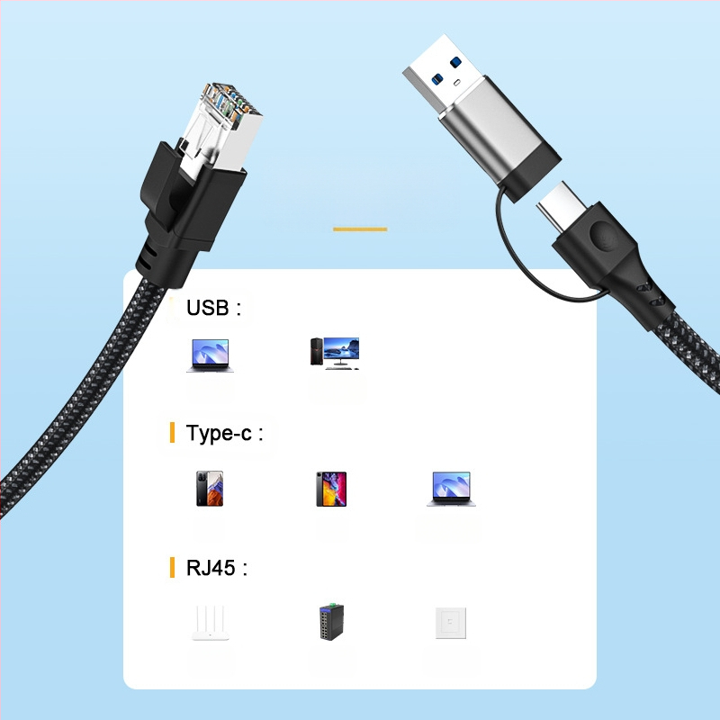 Topeltpeaga c/usb-RJ45 TYPEc mobiiltelefoni arvuti võrgupordiks rj45 Etherneti muundur gigabit
