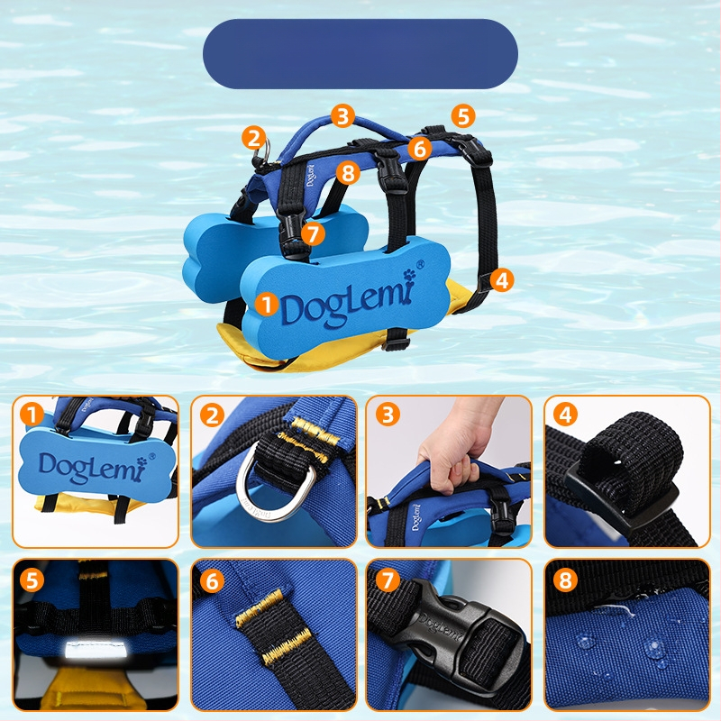 Koera lemmiklooma päästevest, reguleeritavad rinna- ja seljarihmad koerte jalutamiseks, koerte ujumiseks mõeldud kaheotstarbelised elupäästvad rinna- ja seljarihmad