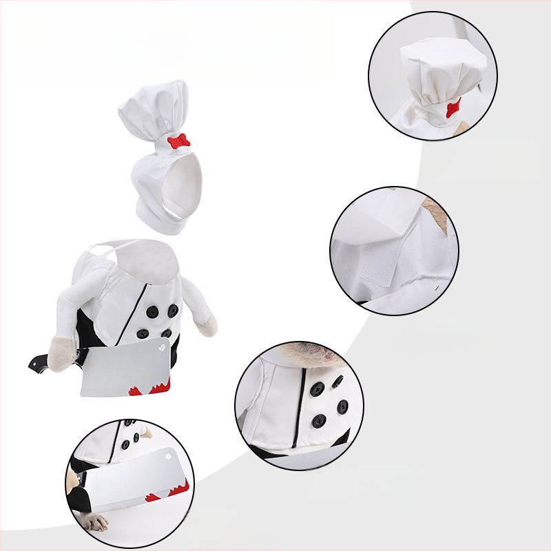 Francuski buldog Bichon Smiješna transformacija Kostim Simulacija Kućnih ljubimaca Kuharska uniforma s nožem za mačke i pse Halloween Dvonožni komplet odjevnih predmeta