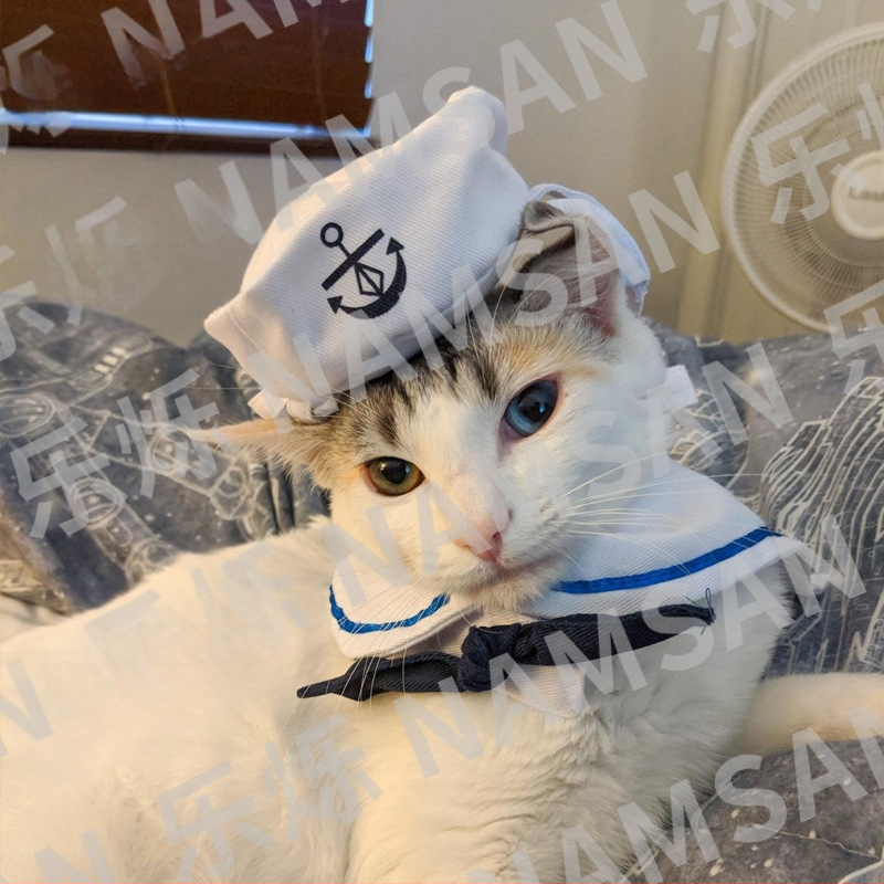 Нови дрехи за домашни любимци, дрехи за кучета и котки, шапка, моряшки костюм, тъмносини костюми, морски костюми, наметало