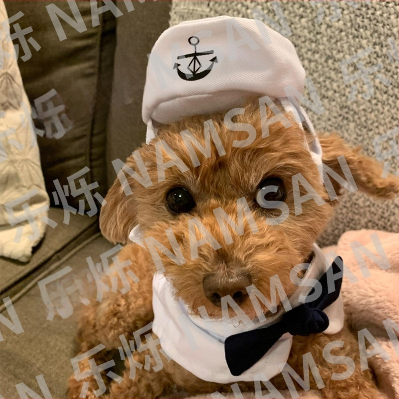 Нови дрехи за домашни любимци, дрехи за кучета и котки, шапка, моряшки костюм, тъмносини костюми, морски костюми, наметало
