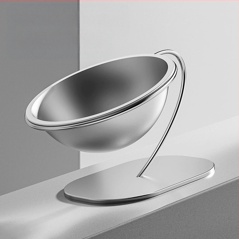 Rozsdamentes acél kisállat tál, magas háromlábú nyakvédelemmel, macska tál, kutya tál, kopogásgátló, nagy kapacitású macska etetőtál, kisállat kellékek