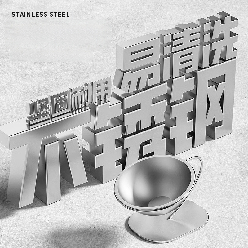 Rozsdamentes acél kisállat tál, magas háromlábú nyakvédelemmel, macska tál, kutya tál, kopogásgátló, nagy kapacitású macska etetőtál, kisállat kellékek