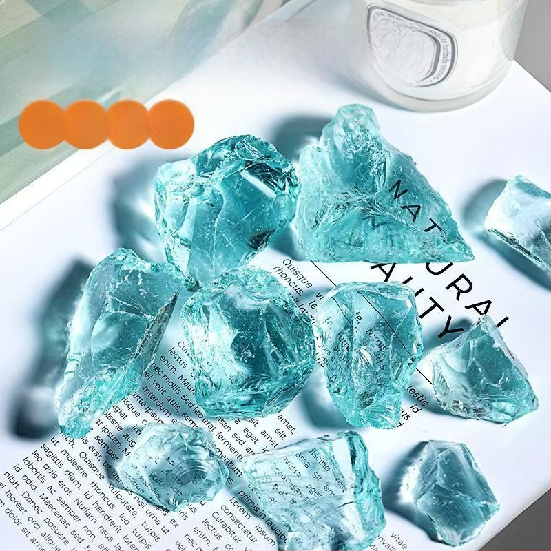 Akvaariumi haljastus, kristallpõhjaga, liustiku kaunistused, jääsinine Trooja hobune, kristallpõhjaga, liivane maastik, klaasist kaunistus