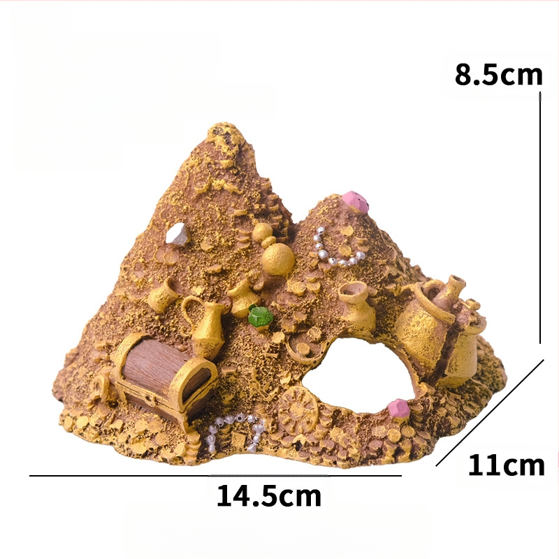 Akvárium dekoráció, rajzfilm díszek, halak és garnélák elkerülő ház, akvárium tájkép, ananászház elkerülő barlang, jinshani paoshani kincsesláda