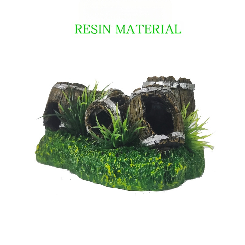 Akvárium Dekoratív Tájdíszek Boroshordó Gyantával Kézműves Hal és Garnélarák Szökési Lyuk Öt Hordós Kombinált Boroshordó Határokon Átnyúló Forró Termékek