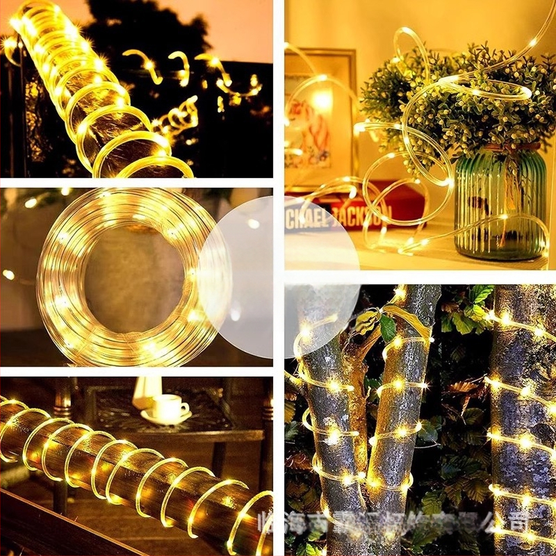 Led päikeseenergial töötav toruvalgusti välistingimustes kasutatav veekindel kipslill vasktraadist valgusnööriga sisehoovi LED-atmosfääri dekoratiivne valgusnöör