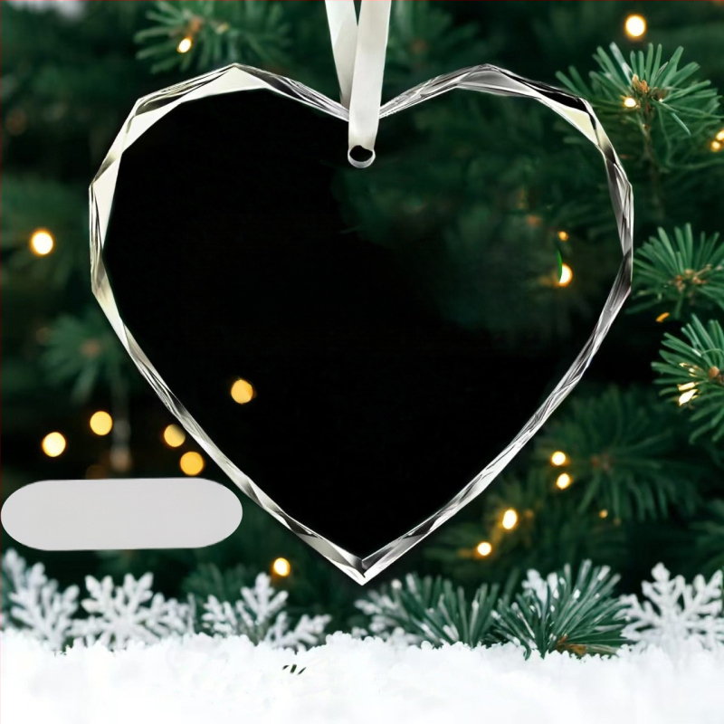 „Independent Station Supply“ širdies formos stiklinis knygų lentynos pakabukas, kalėdinės eglutės dekoracijos pakabukas, širdies formos atminimo teksto rašto pakabukas