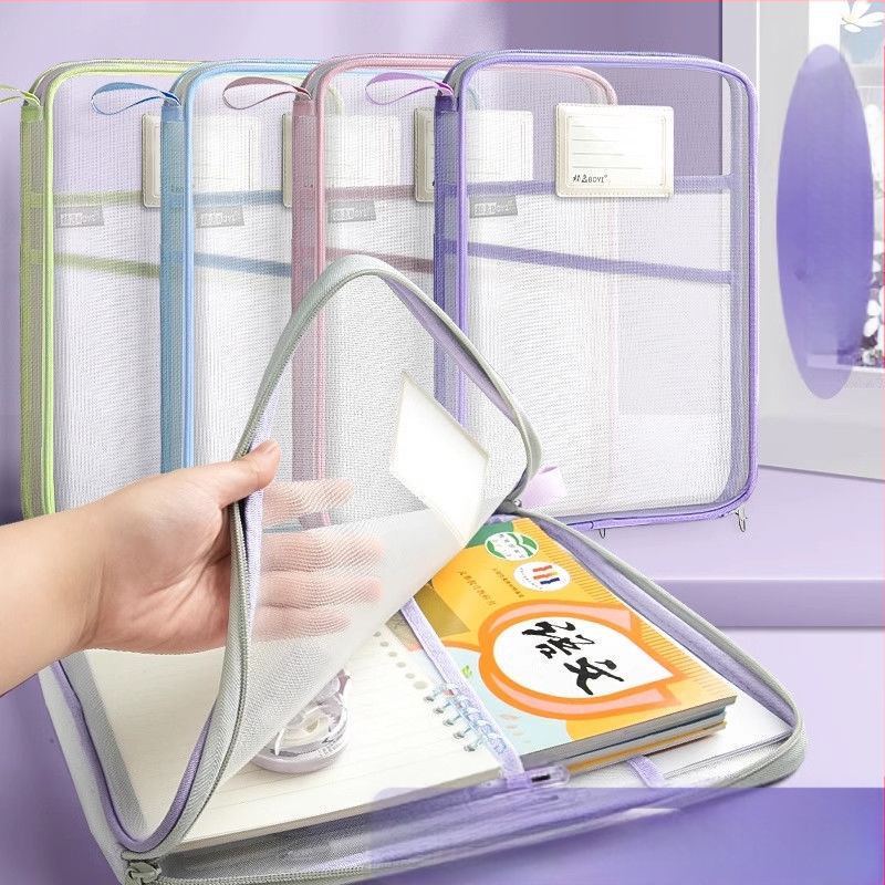 L-образна чанта за класификация на предмети, прозрачна чанта за документи с цип, голям отвор, преносима чанта за носене на книги, чанта за съхранение на хартия за преглед